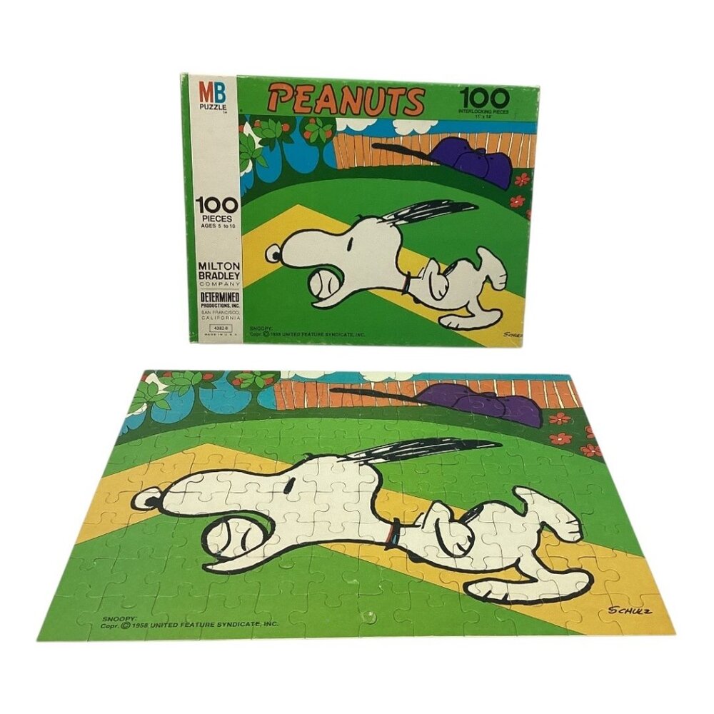 Vintage‎ 1958 MB Milton Bradley Peanuts Snoopy 100-Piece Puzzle 11"x14" Complete